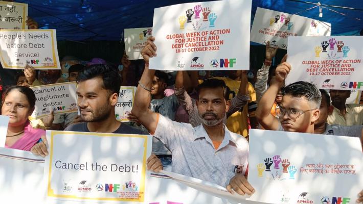 Activists calling for Debt Cancellation during the Global Week of Action for Justice and Debt Cancellation