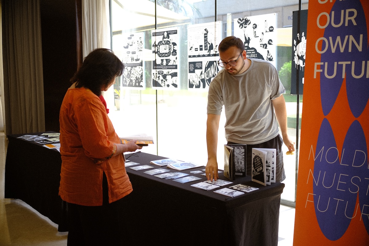 ESCR-Net presented its comic series on debt and climate justice during the “On Debt Row” exhibition...